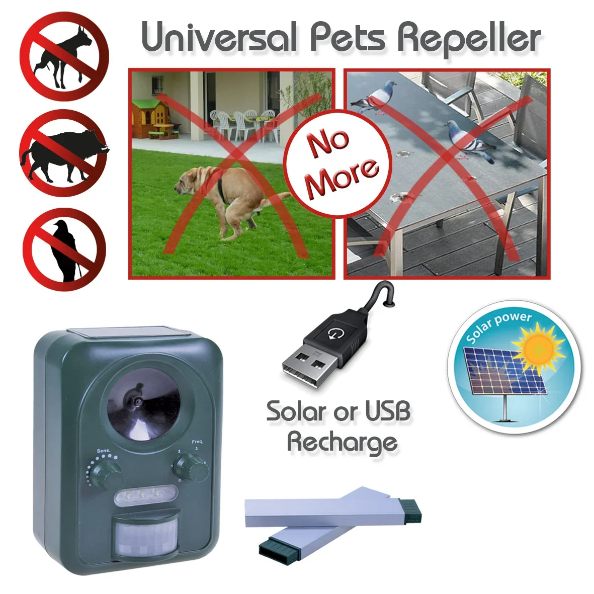 Solar-Universal-Tierschreck mit Ultraschall & Blitzlicht - 7