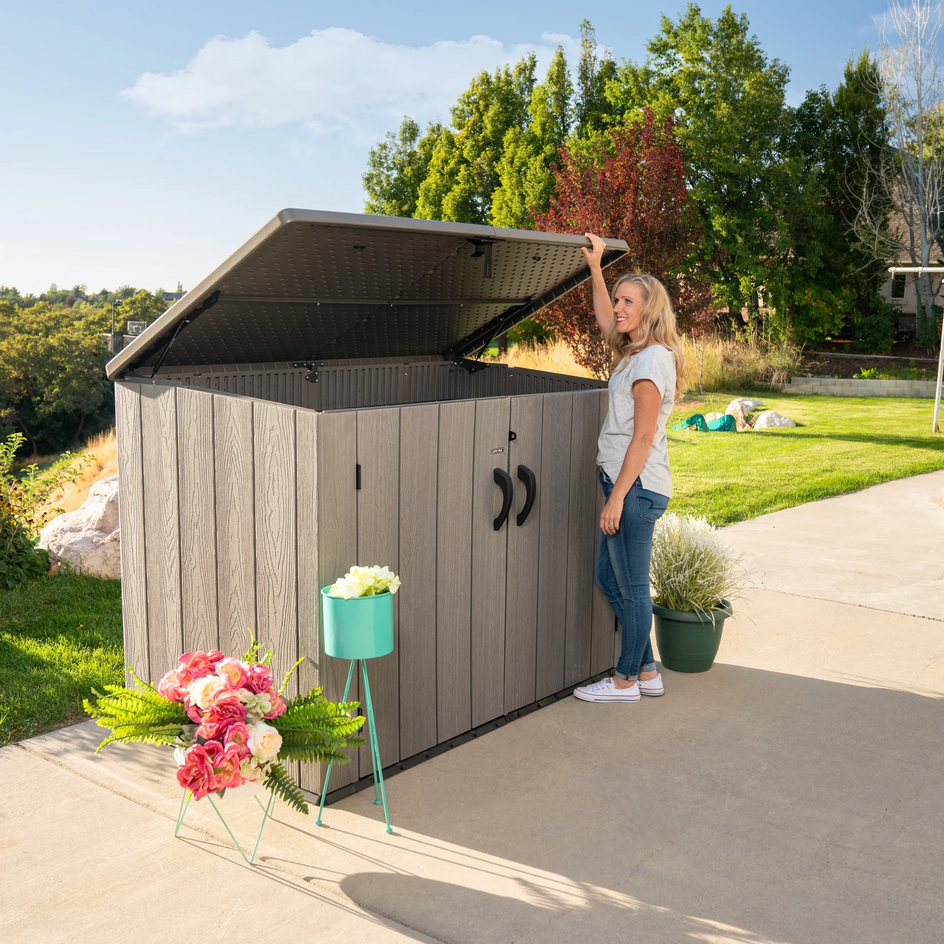 Mülltonnenbox grau/braun - 2