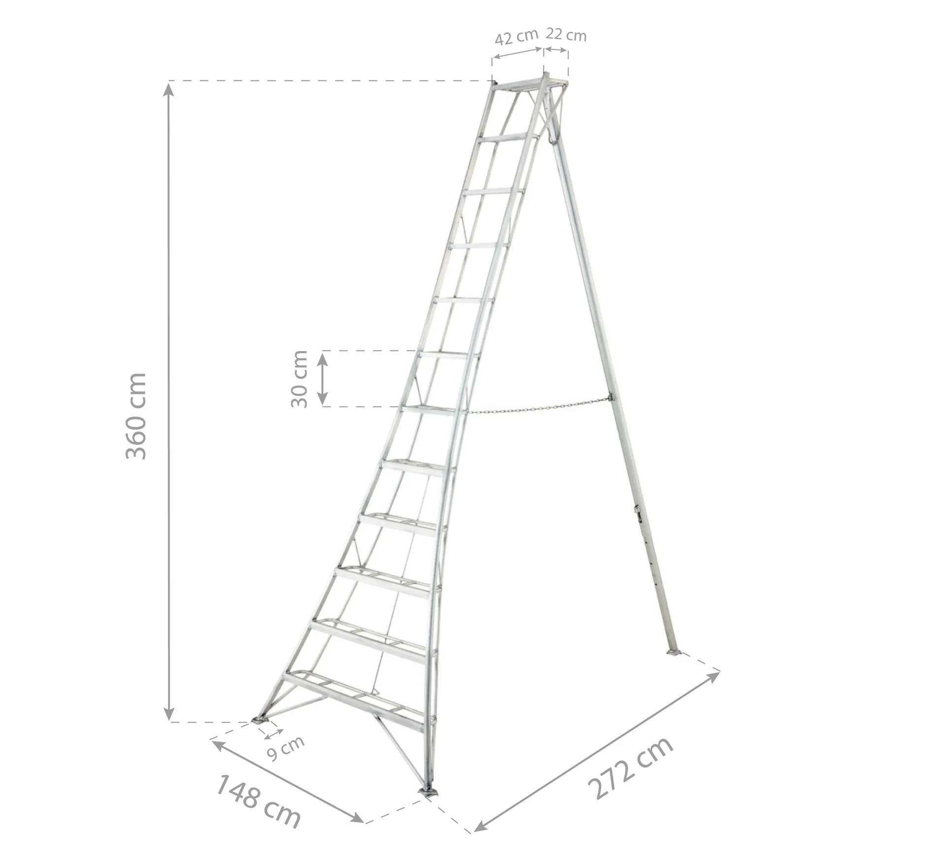 3-Holm-Gartenleiter 360 cm - 1