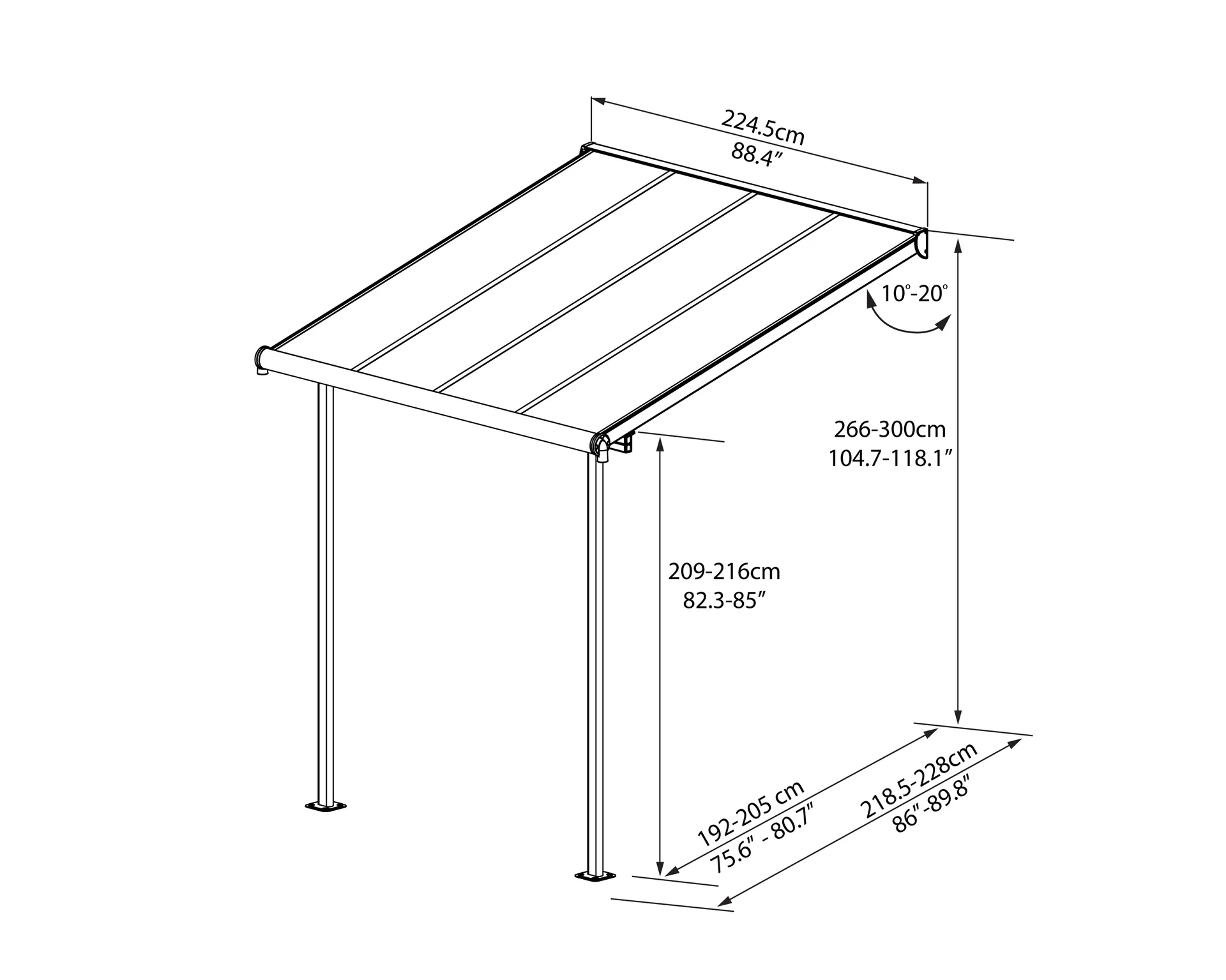 Terrassendach Sierra 230 x 230 cm weiß - 7