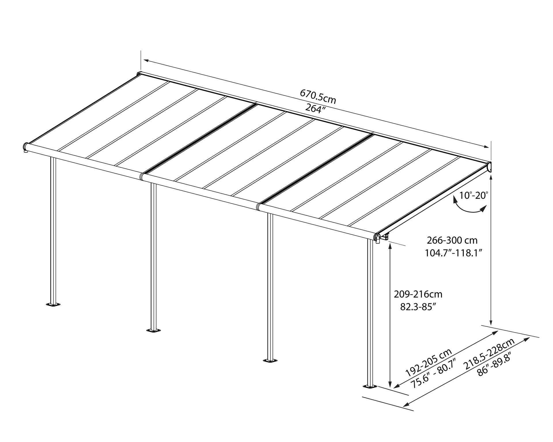 Sierra Terrassendach 230 x 670 cm, weiß - 4
