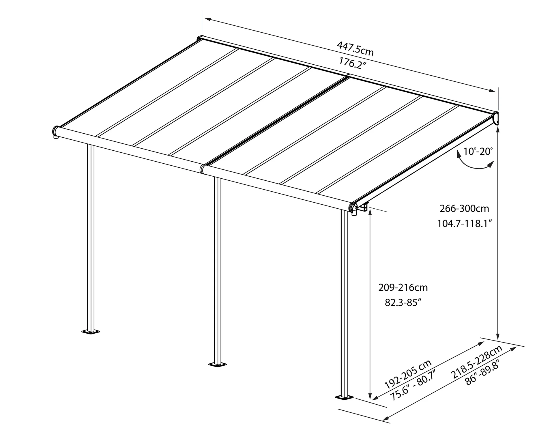 Terrassendach Sierra 230 x 447 cm, grau - 3