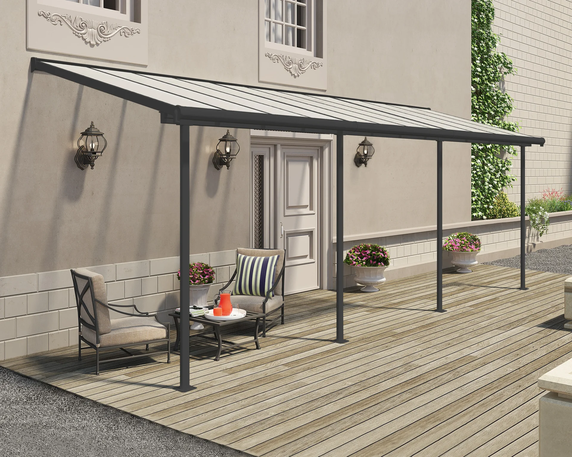 Terrassendach Sierra 230 x 670 cm, grau - 0