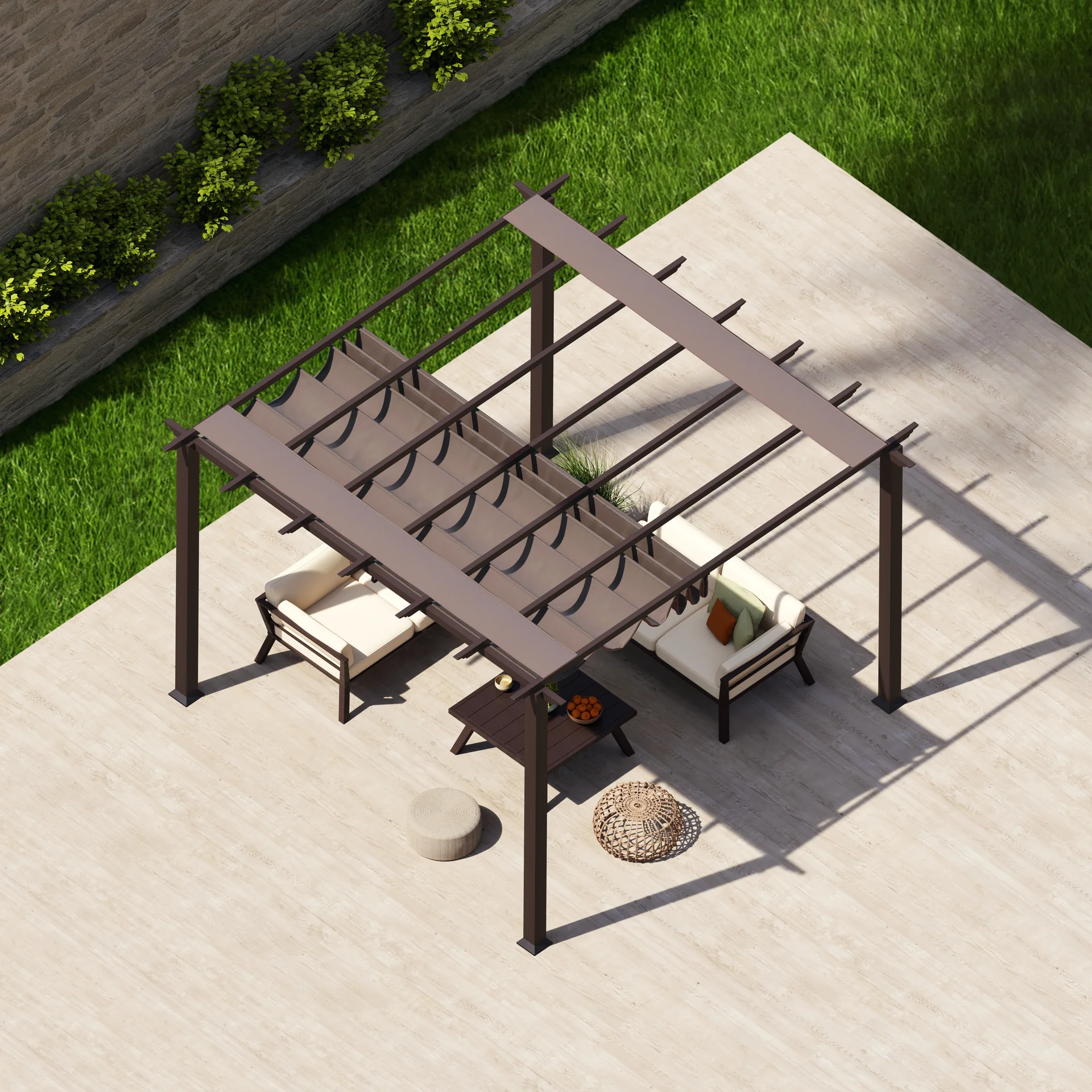 Pergola Florida 11 x 11, dunkelbraun - 3