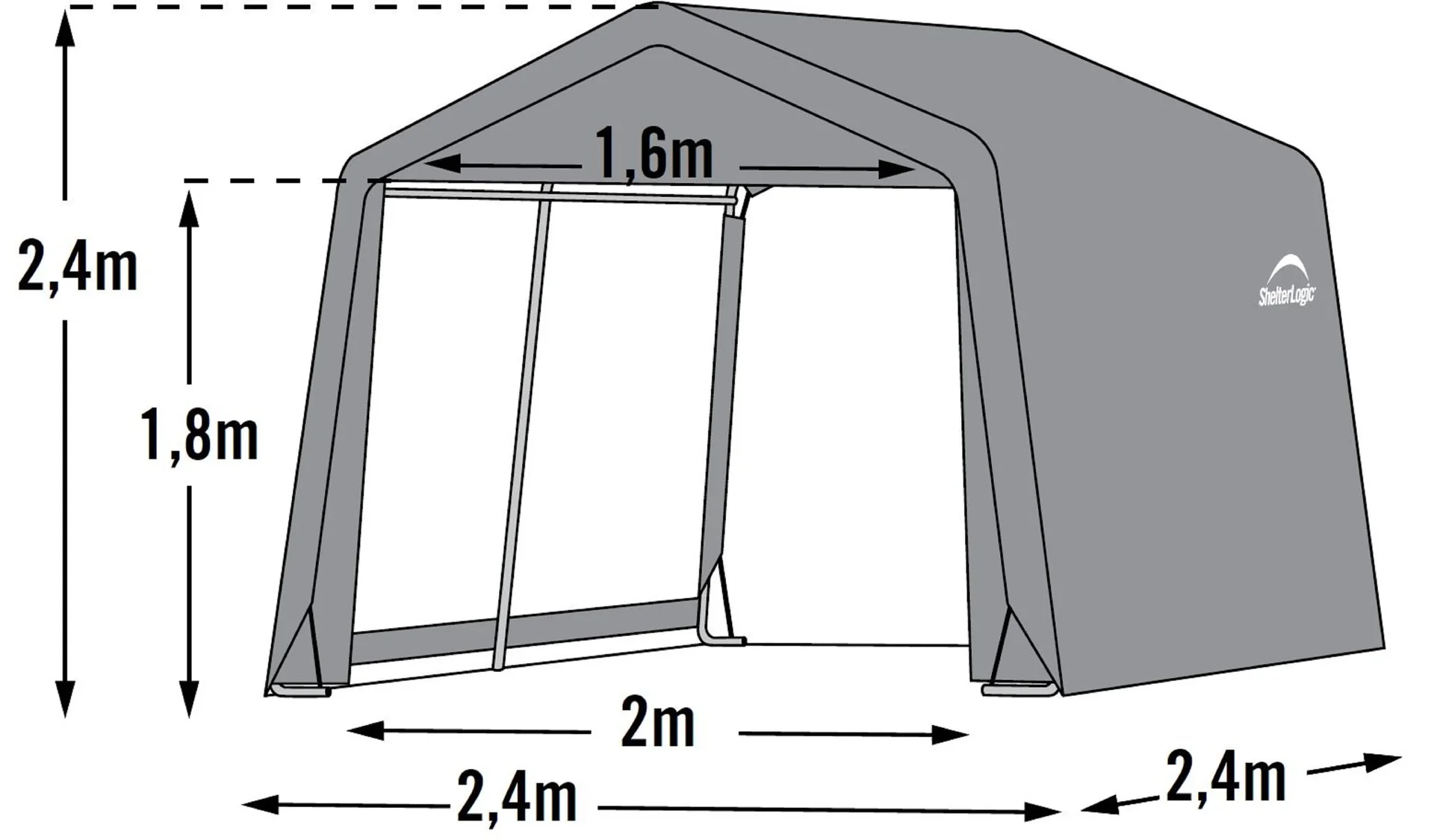 Foliengerätehaus 5,76 m², grau - 3