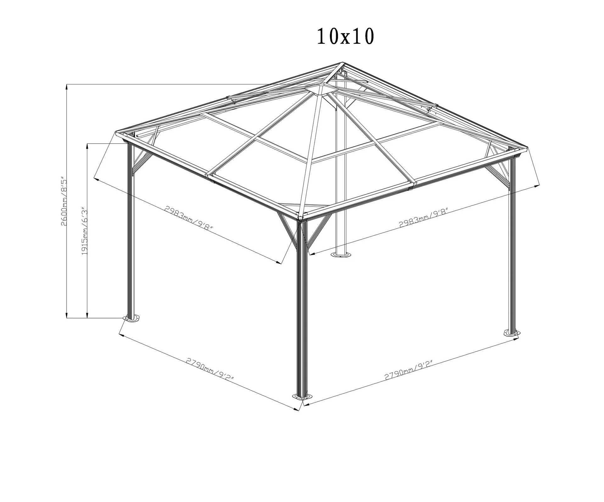 Pavillon Verona 10x10 - 10