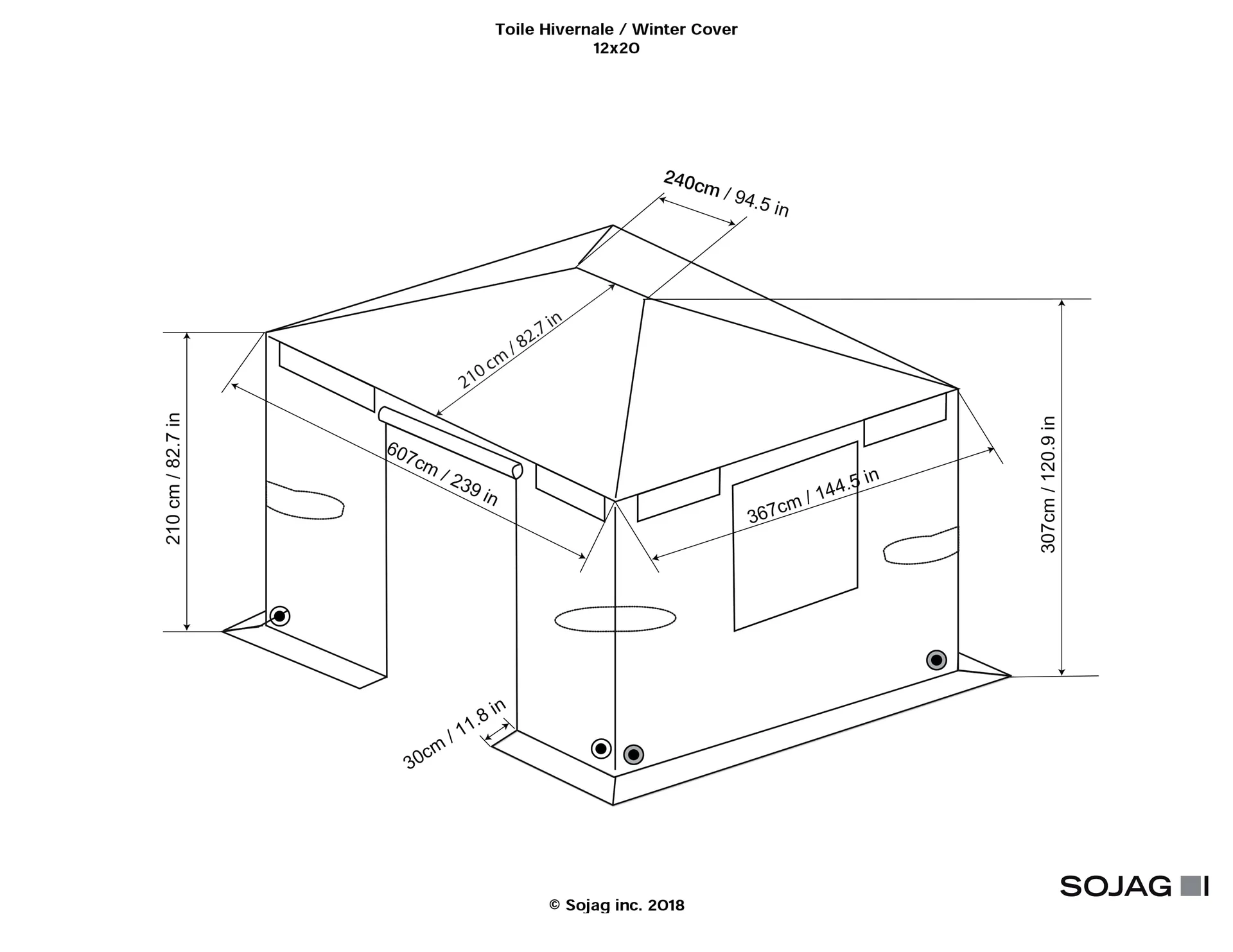 Winterabdeckung für Pavillon 12x20 - 1