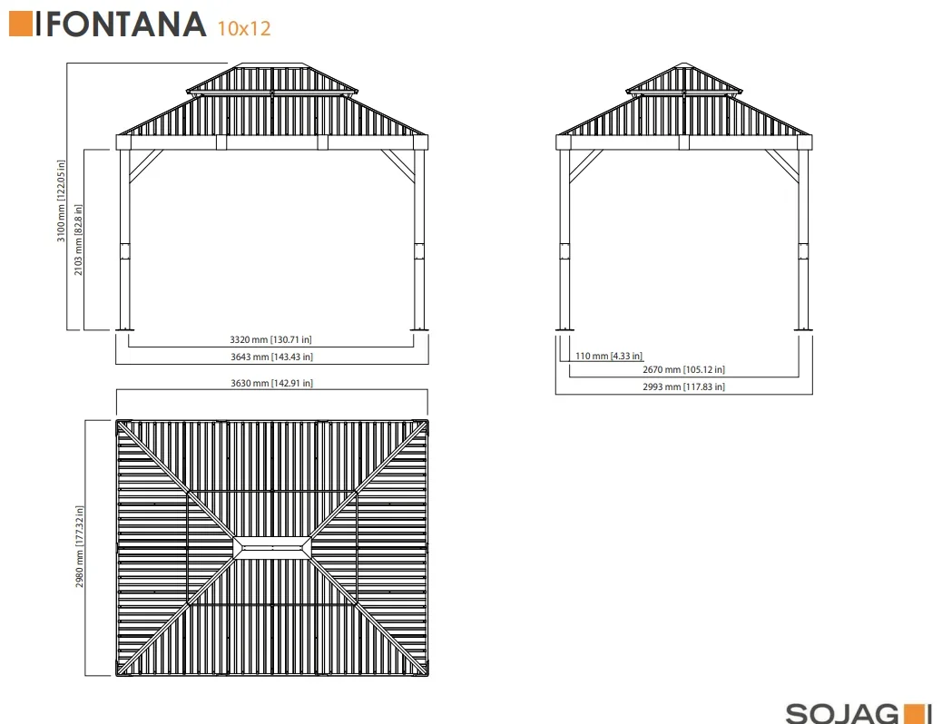 Pavillon Fontana 10x12, inklusive Moskitonetz - 3