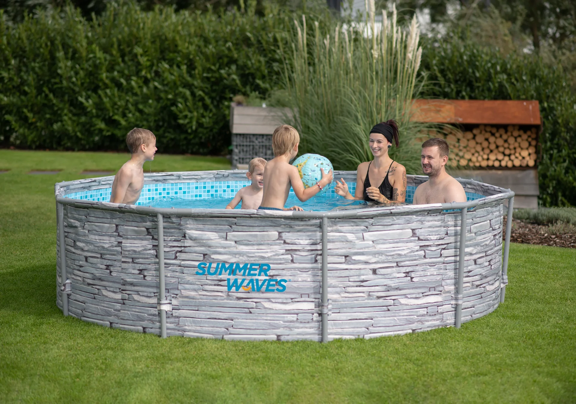 Pool Active Frame, Durchmesser 305 x 76 cm, Stein Grau - 4