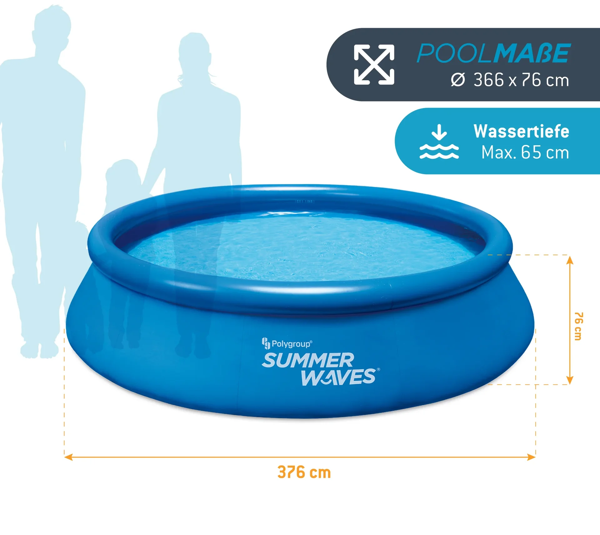 Rundpool 366 x 76 cm, blau - 2