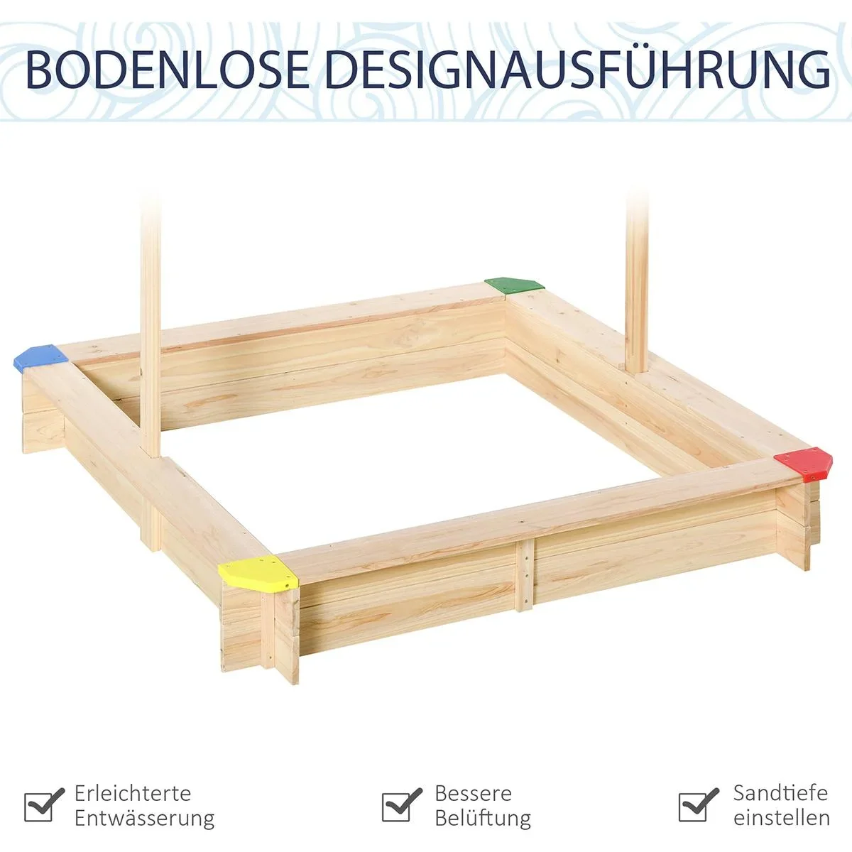Sandkiste mit verstellbarem Dach naur, blau - 1