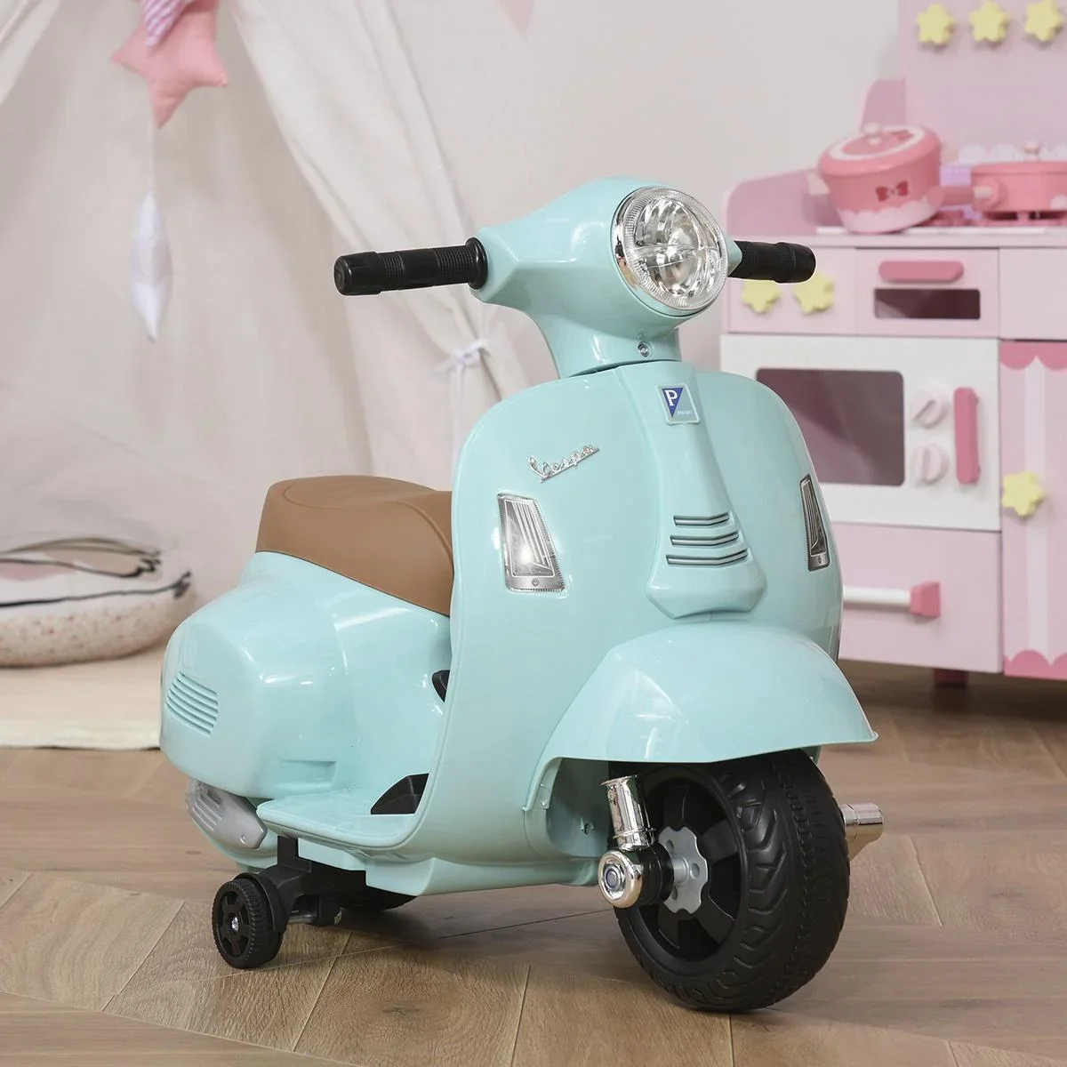 VESPA Elektromotorrad Kindermotorrad Elektrofahrzeug 18-36 Monate 3 km/h LED-Licht Sound PP-kunststoff Metall Grün - 2