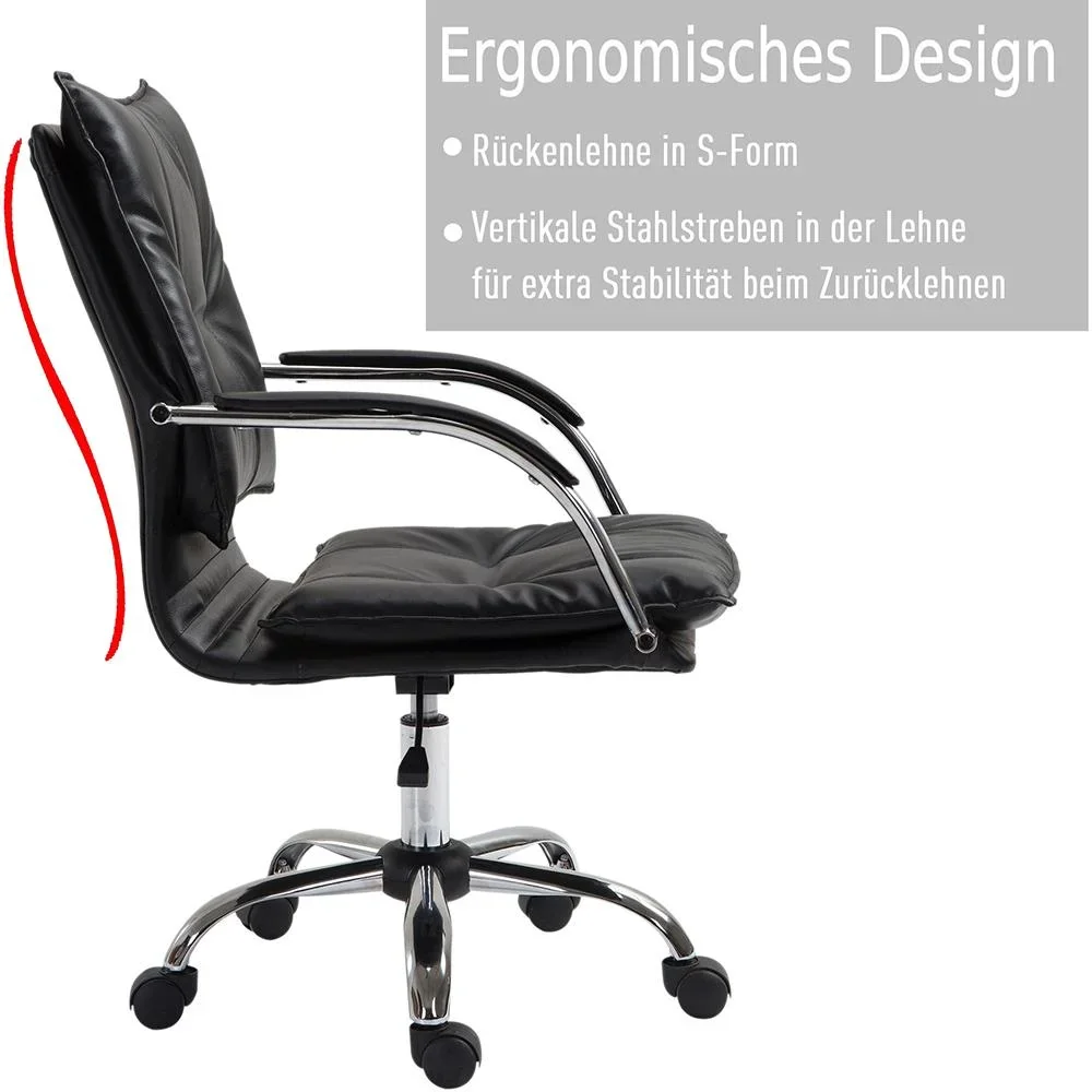 Bürostuhl Drehstuhl höhenverstellbar rollbar ergonomisch PU schwarz 64 x 57 x (91 101) cm - 0