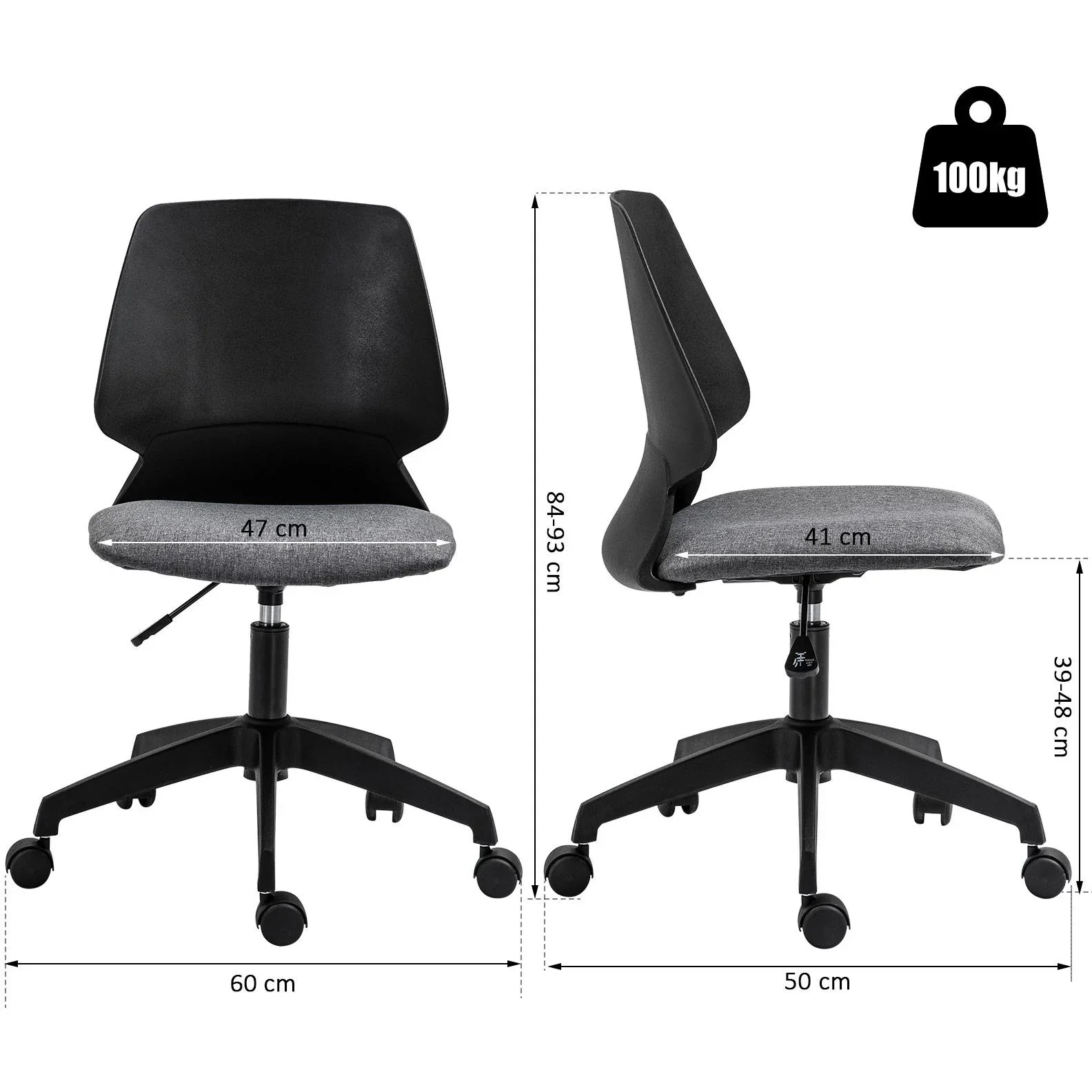 Drehstuhl Bürostuhl Schreibtischstuhl rollbar höhenverstellbar ergonomisch gepolstert Leinen 60 x 50 x (84 93) cm - 4