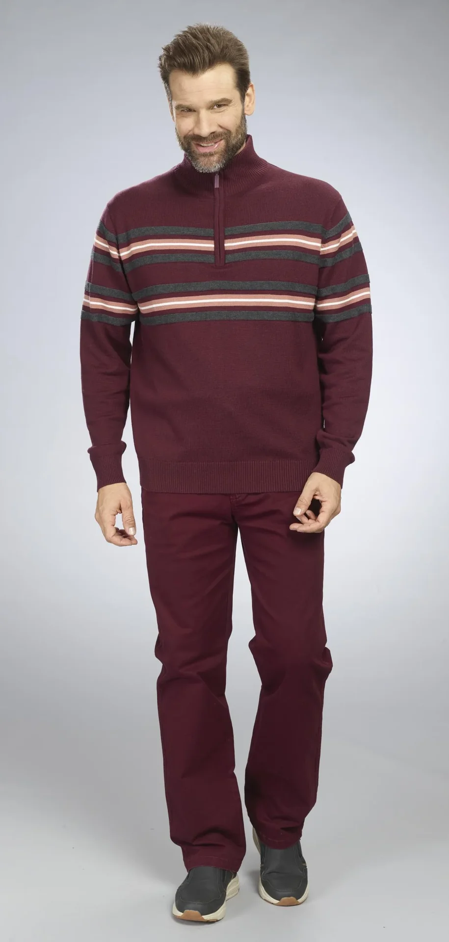 Pullover mit Streifen, Farbe port, Gr.M - 3