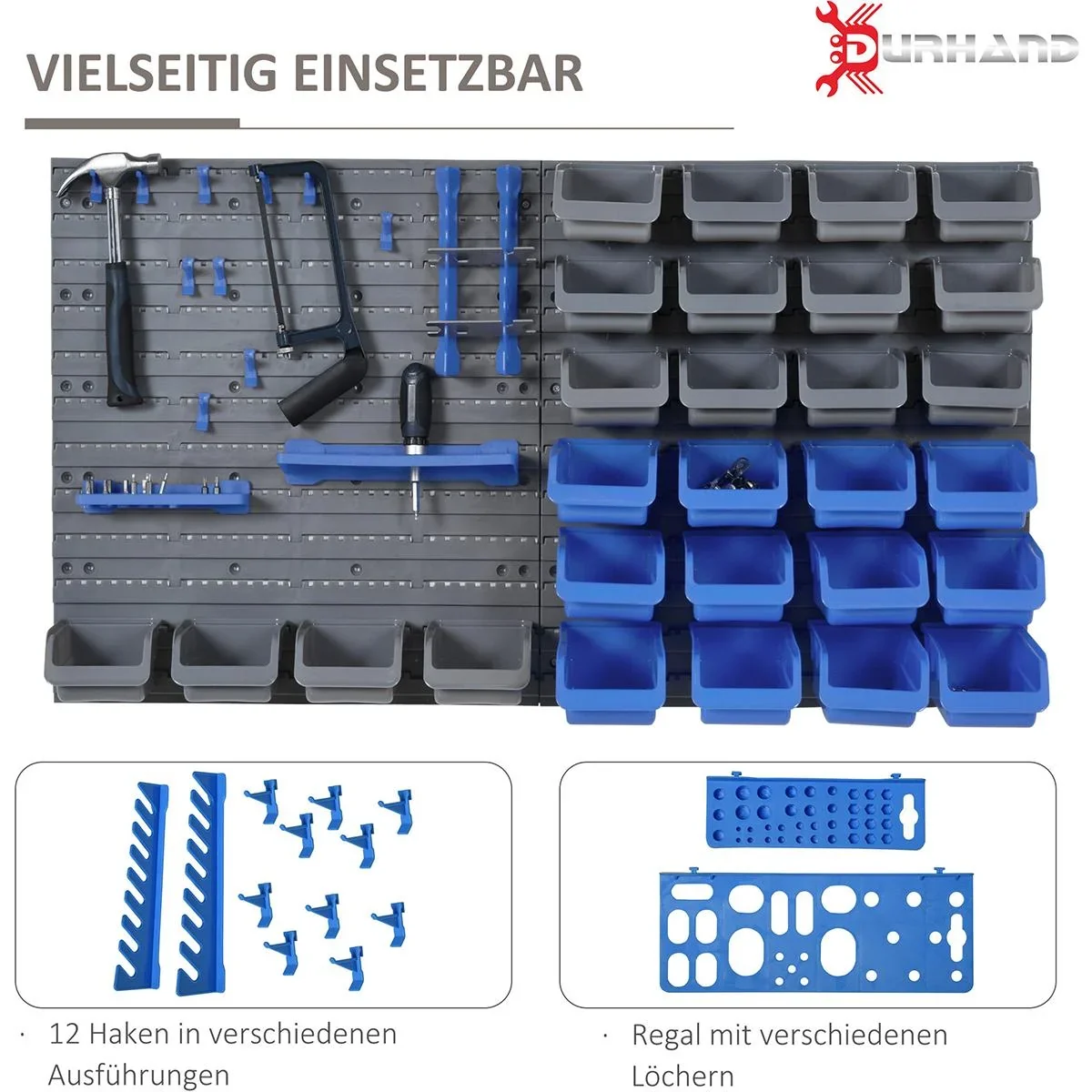 Werkzeugwand-Set 44-teilig Blau+Grau - 0