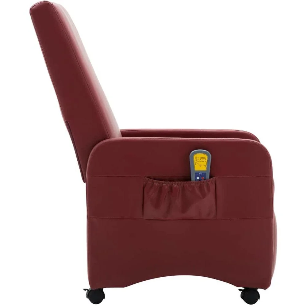 Massagesessel verstellbar Kunstleder weinrot - 0