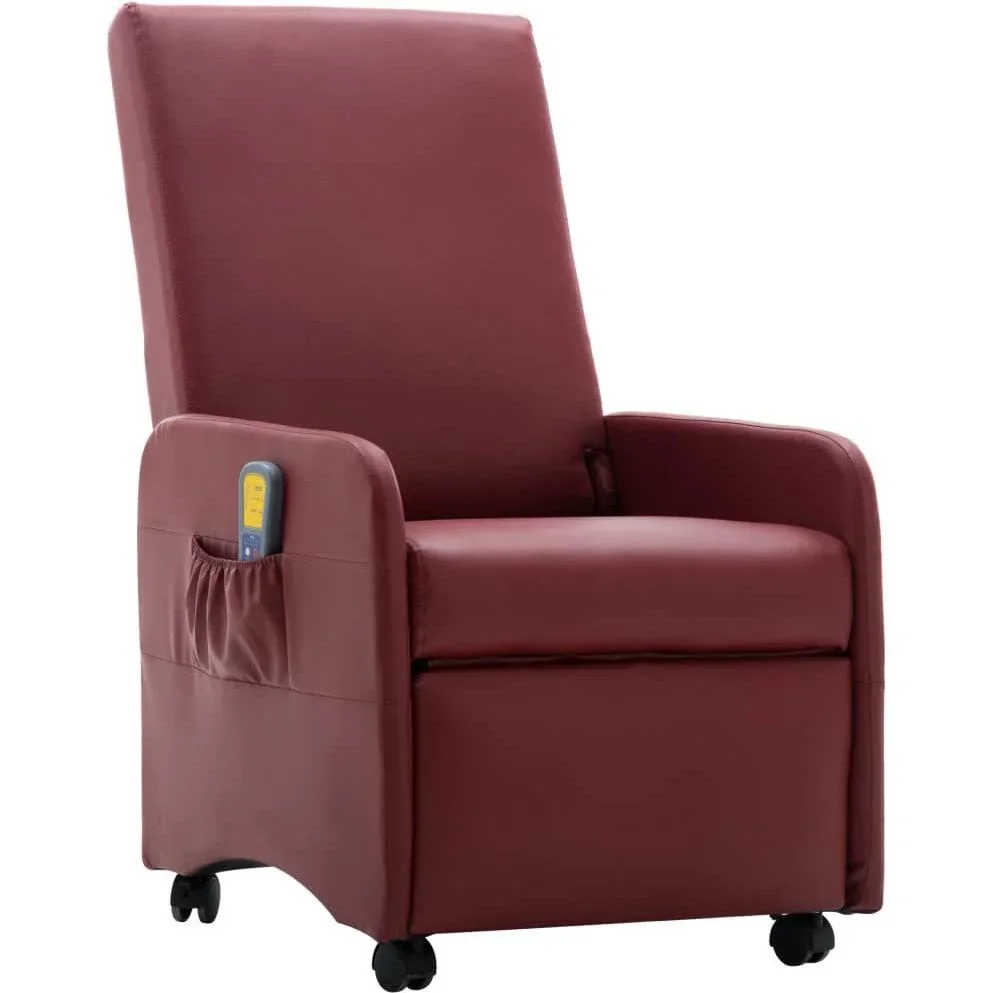 Massagesessel verstellbar Kunstleder weinrot - 2