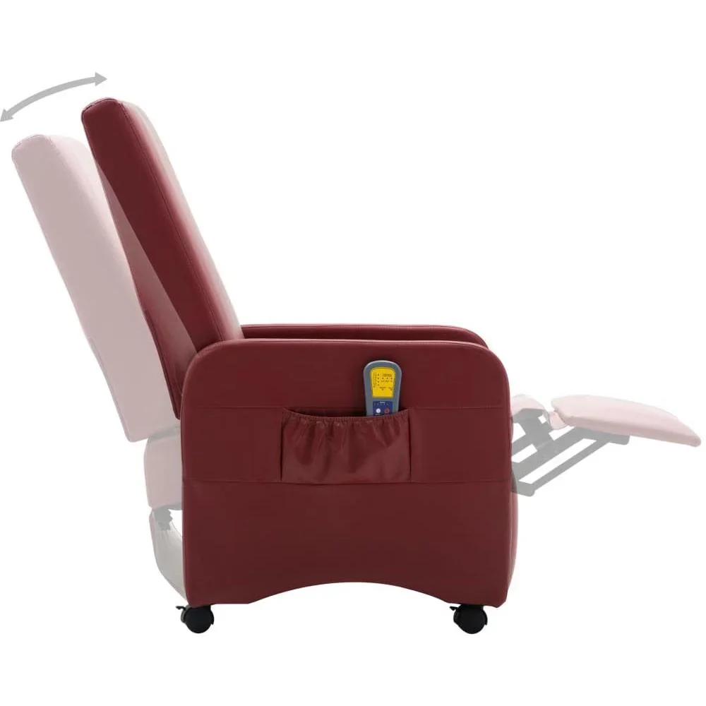 Massagesessel verstellbar Kunstleder weinrot - 3