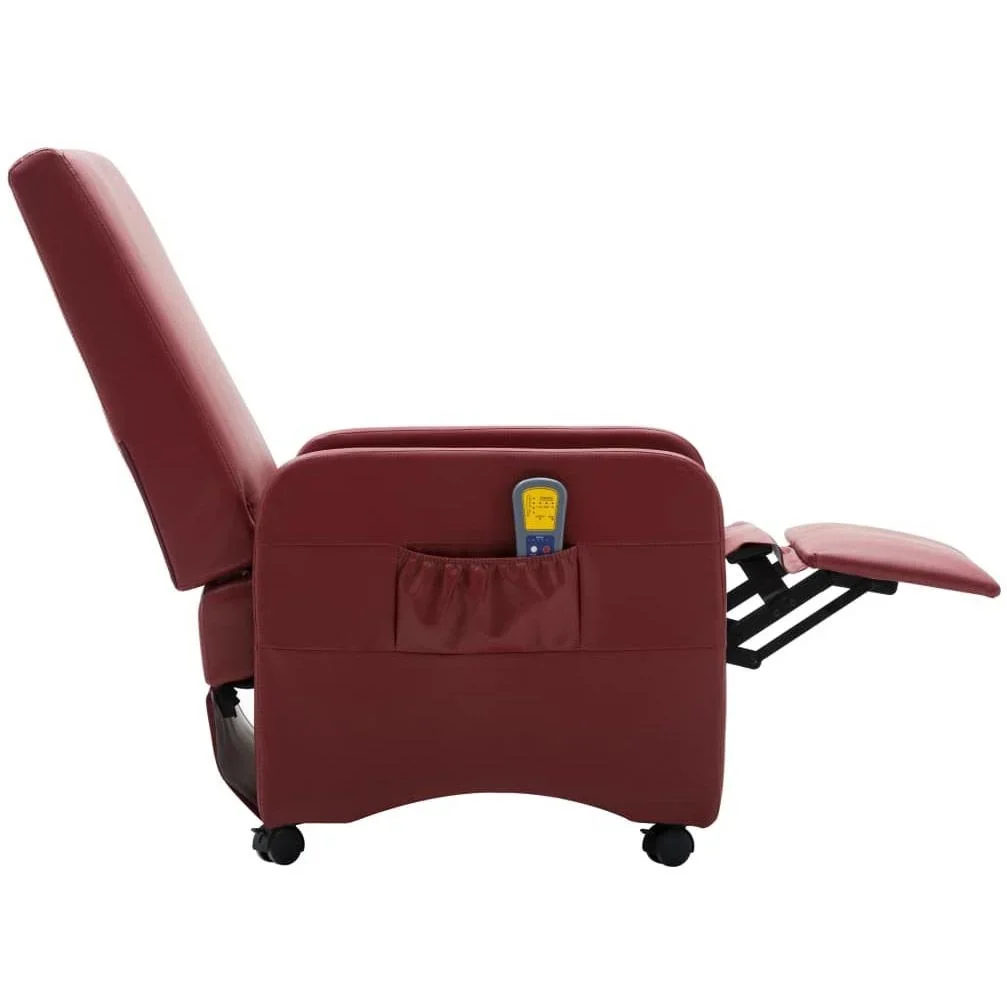 Massagesessel verstellbar Kunstleder weinrot - 4