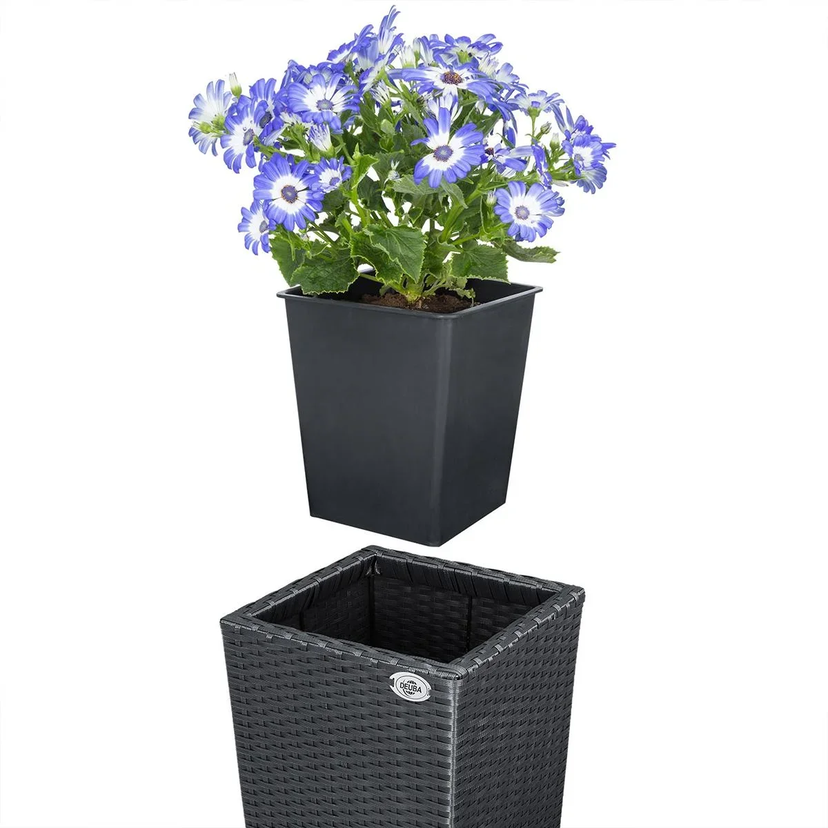 Blumentöpfe Polyrotan 3er-Set schwarz - 0