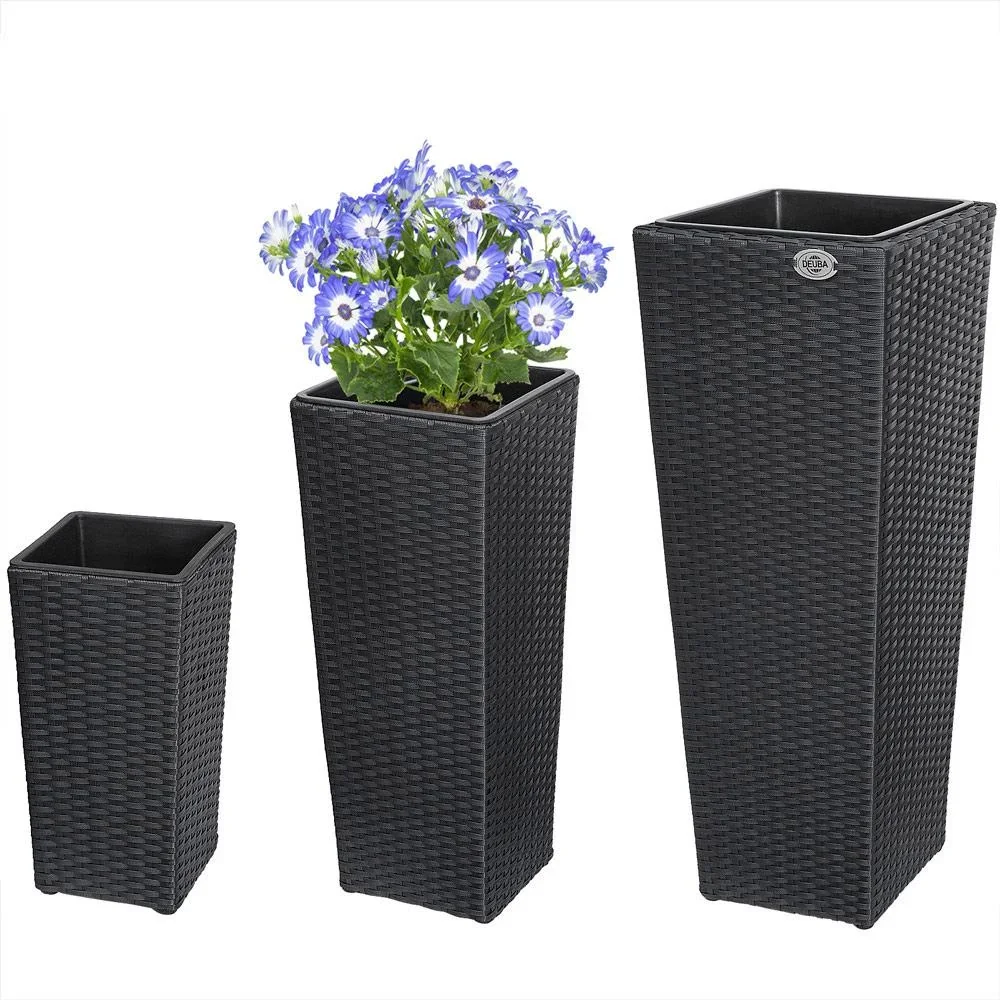 Blumentöpfe Polyrotan 3er-Set schwarz - 1