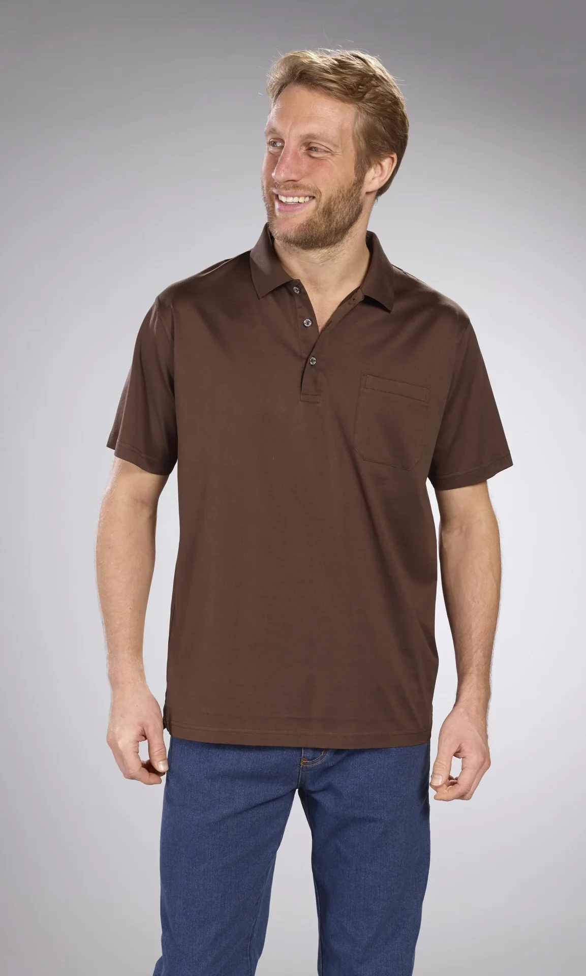 Poloshirt mit Knopfleiste, Farbe khaki, Gr.M - 1