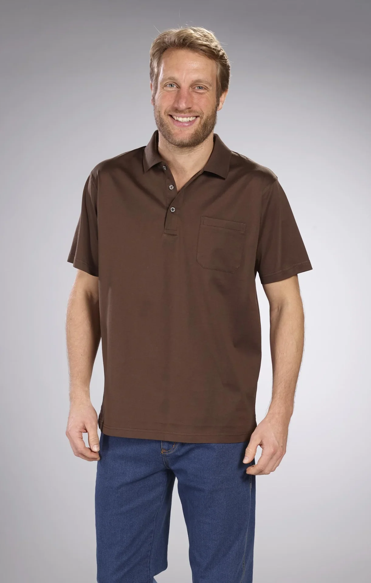 Poloshirt mit Knopfleiste, Farbe khaki, Gr.M - 2