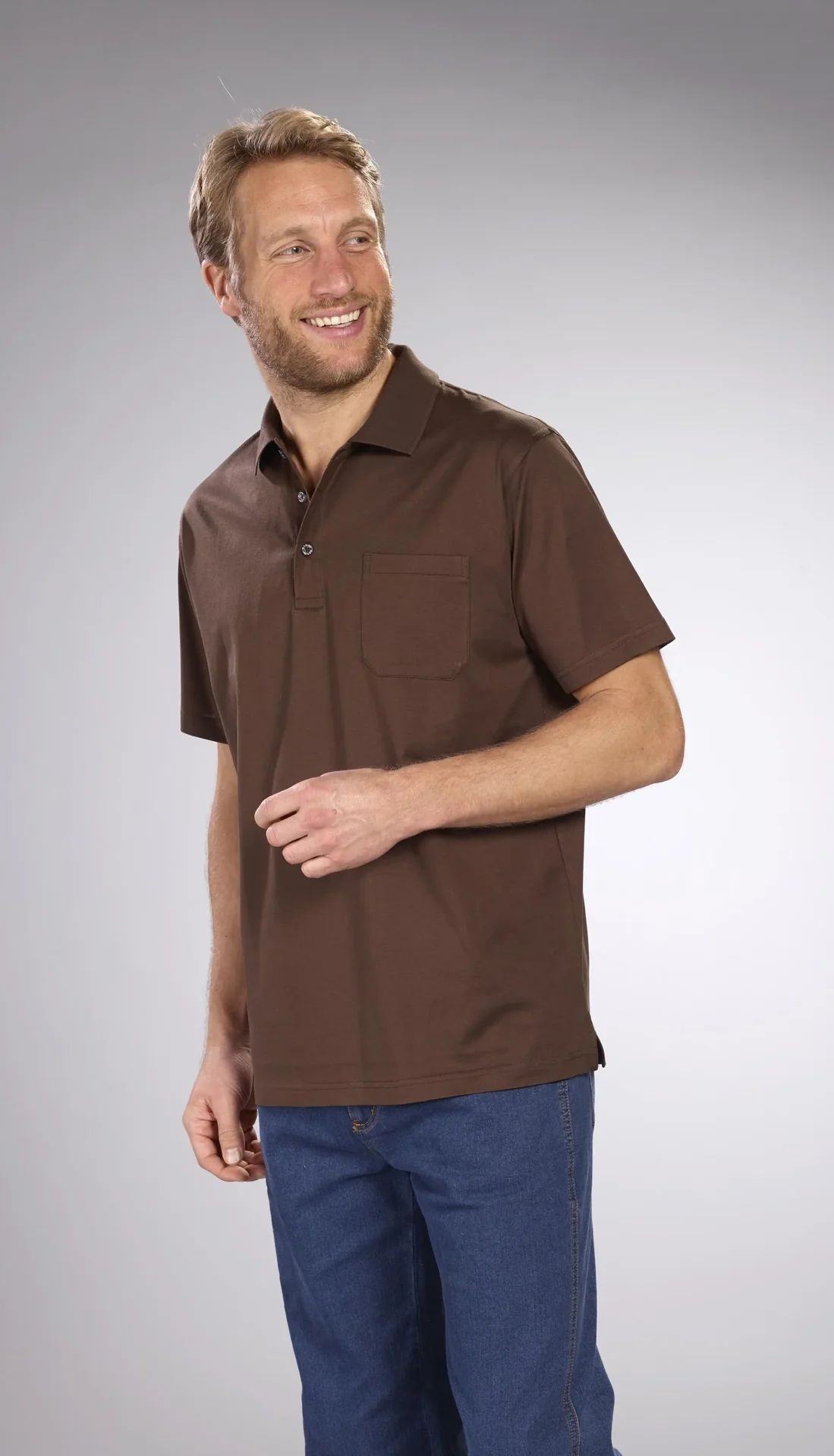 Poloshirt mit Knopfleiste, Farbe khaki, Gr.M - 3
