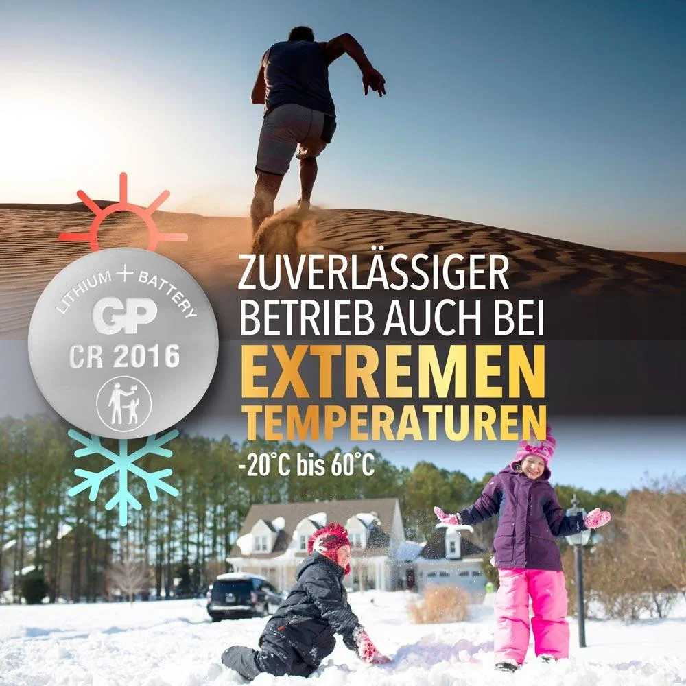Lithium Knopfzelle CR2016 - 5 Stück - 6