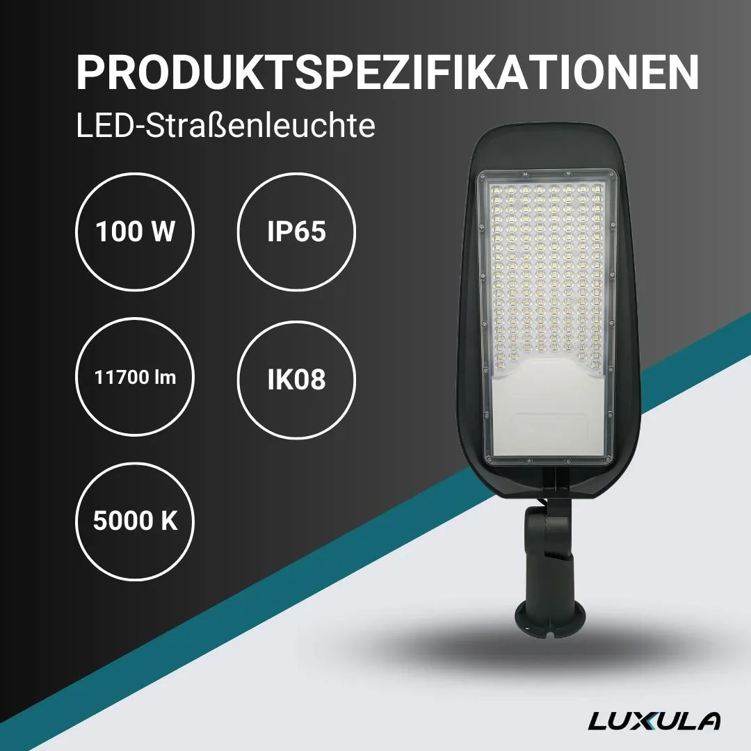 LED-Straßenleuchte 100 W bietet 11700 lm, 5000 K (neutralweiß) & IP65 Schutz - 3