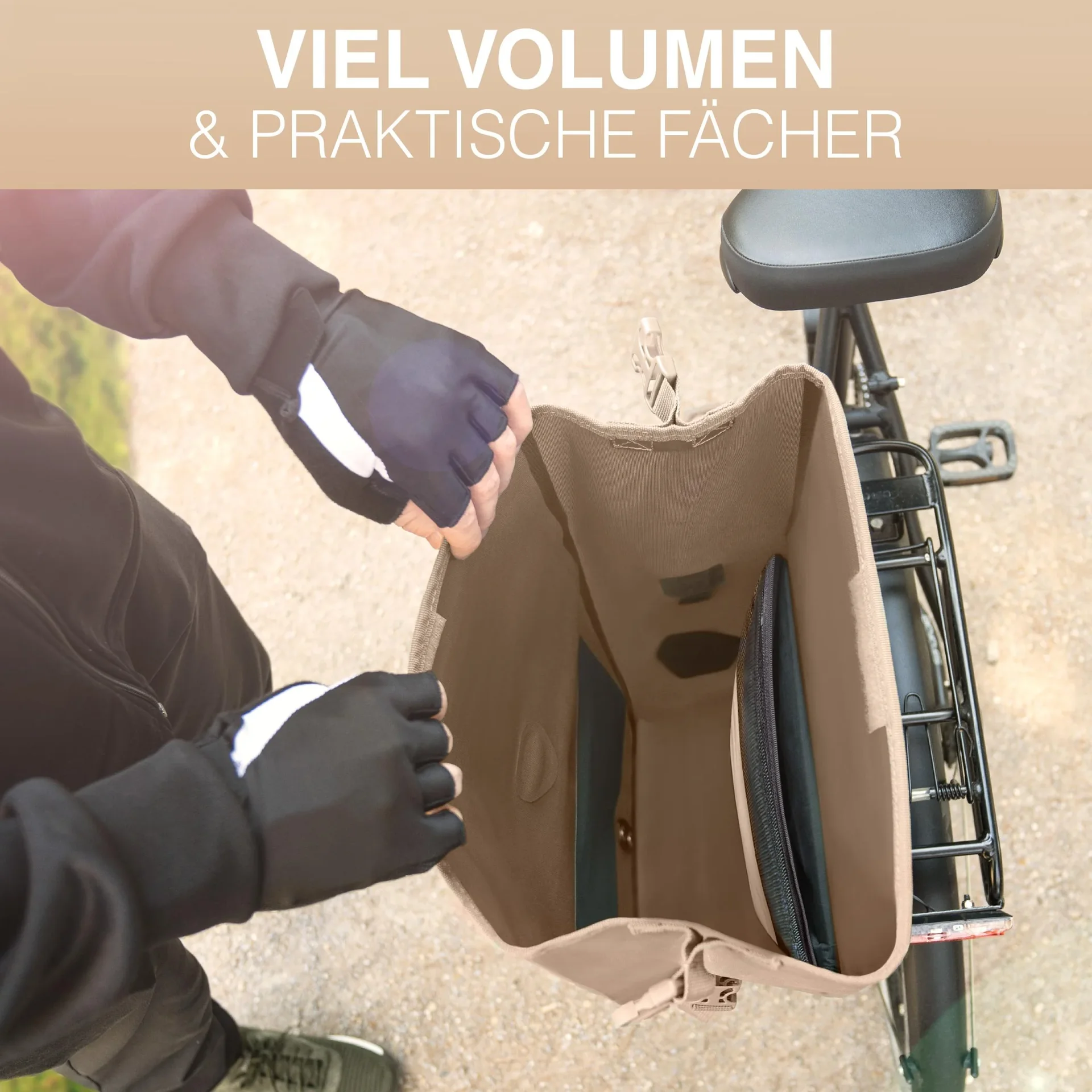 ValkOcean Gepäckträgertasche, Beige - 0