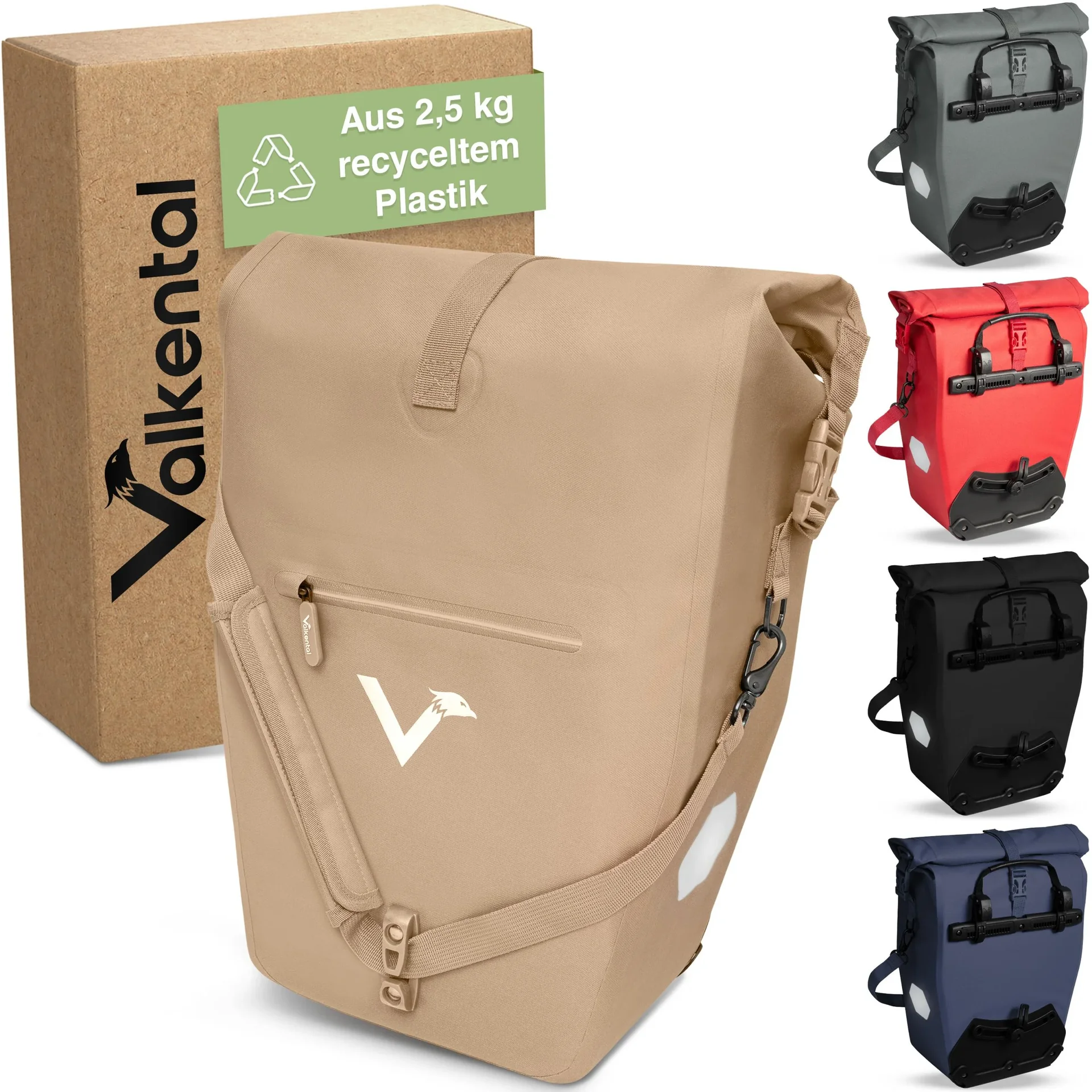 ValkOcean Gepäckträgertasche, Beige - 6