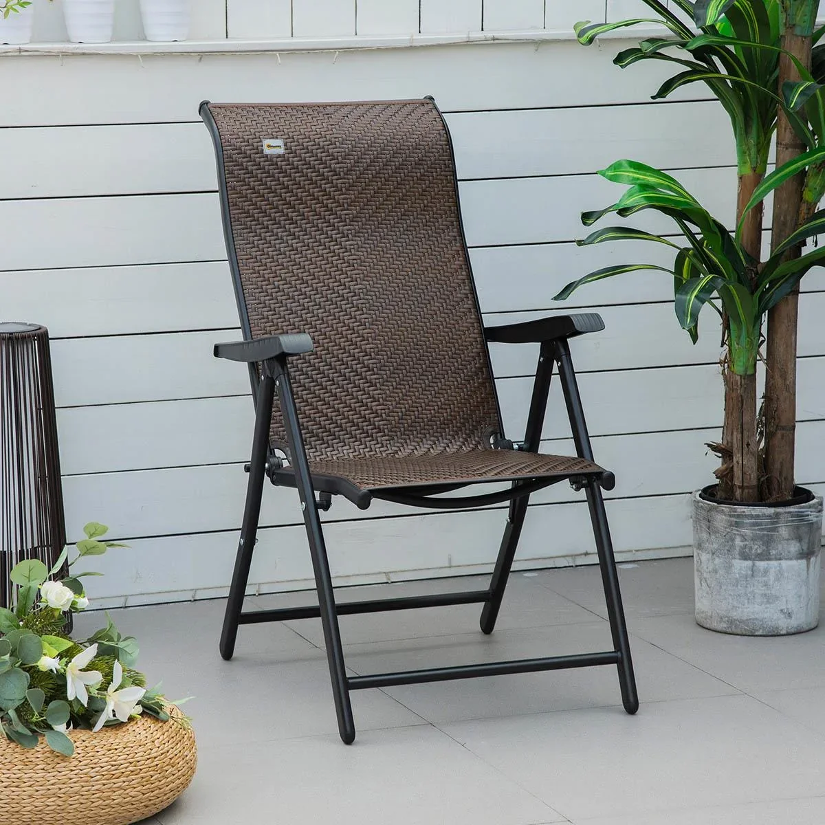 Rattan Gartenstuhl klappbar braun - 0