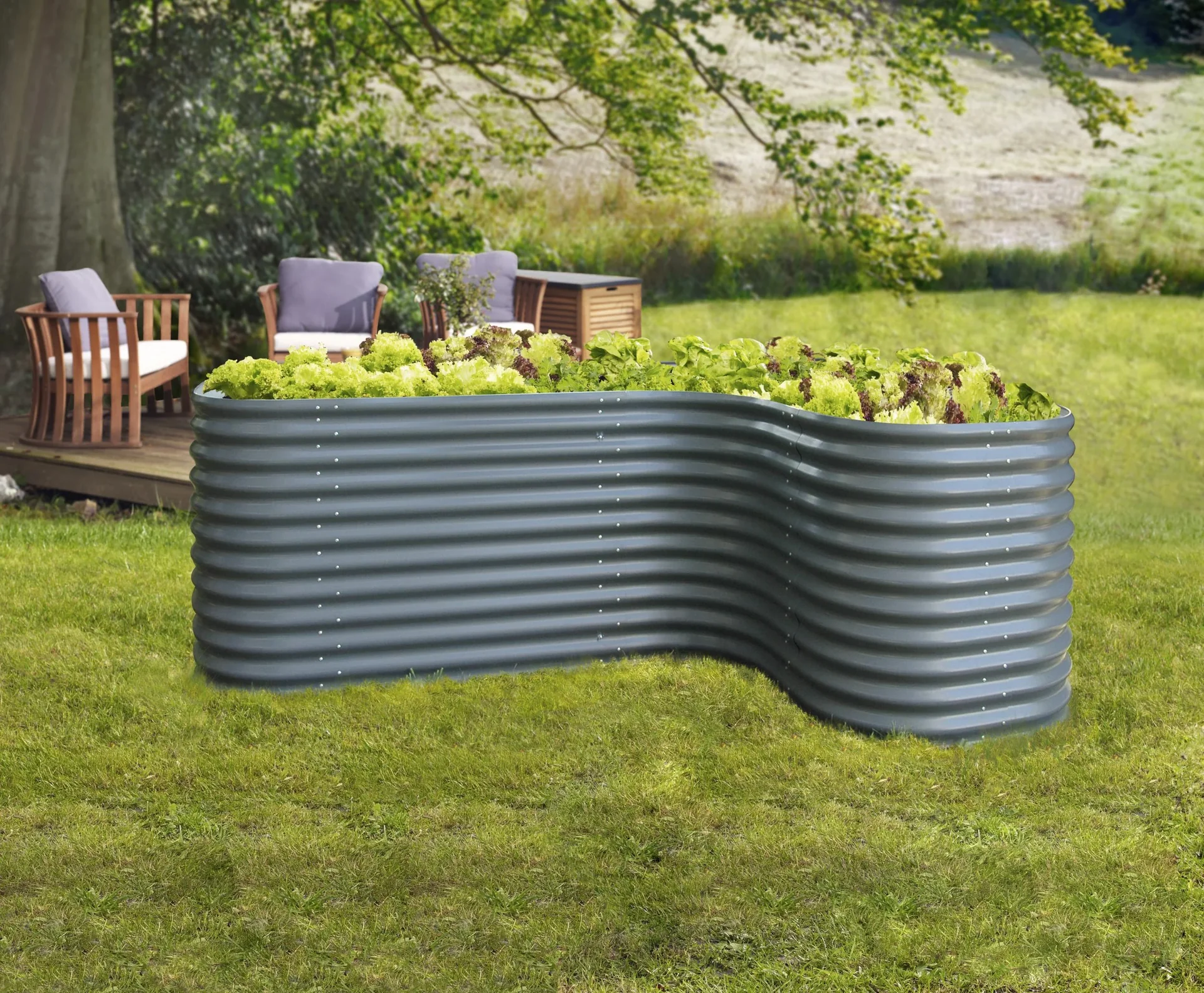 Hochbeeterweiterung Curve 858, Farbe granit - 0