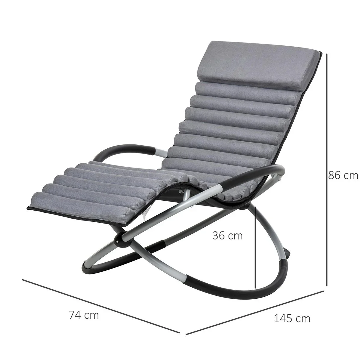 Schaukelstuhl ergonomischer 2 In 1 Schwingsessel Gartenstuh Schaukelliege Metall Texteline kugelförmig Dunkelgrau 150 x - 4