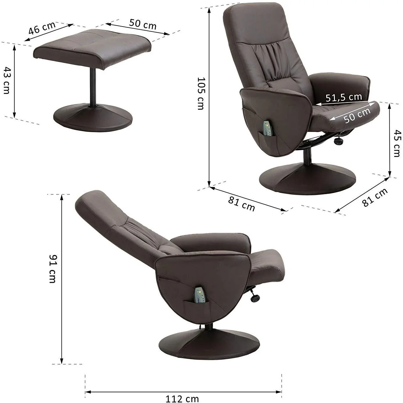 Massagesessel mit Fußhocker - 4