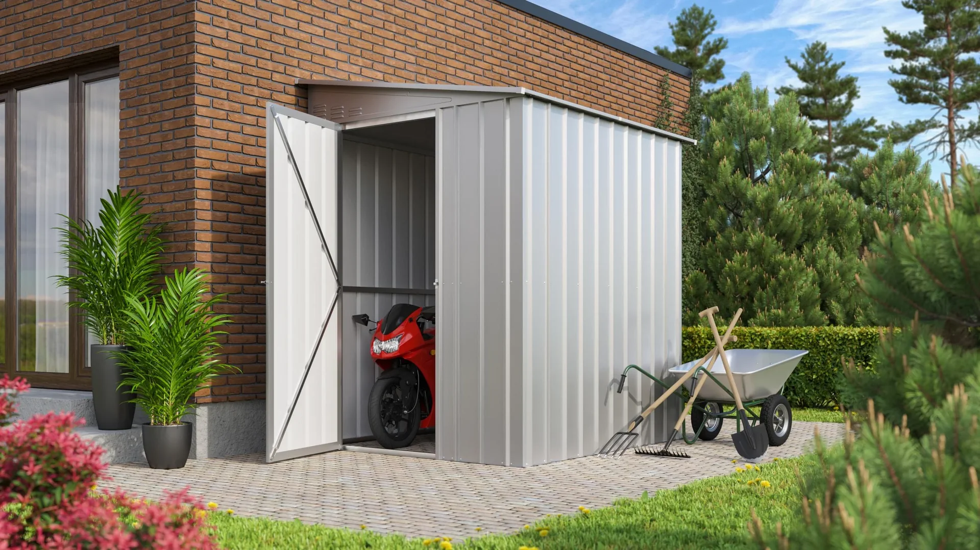 Gerätehaus Wand-Zierde Lean To 56, silber metallic - 7