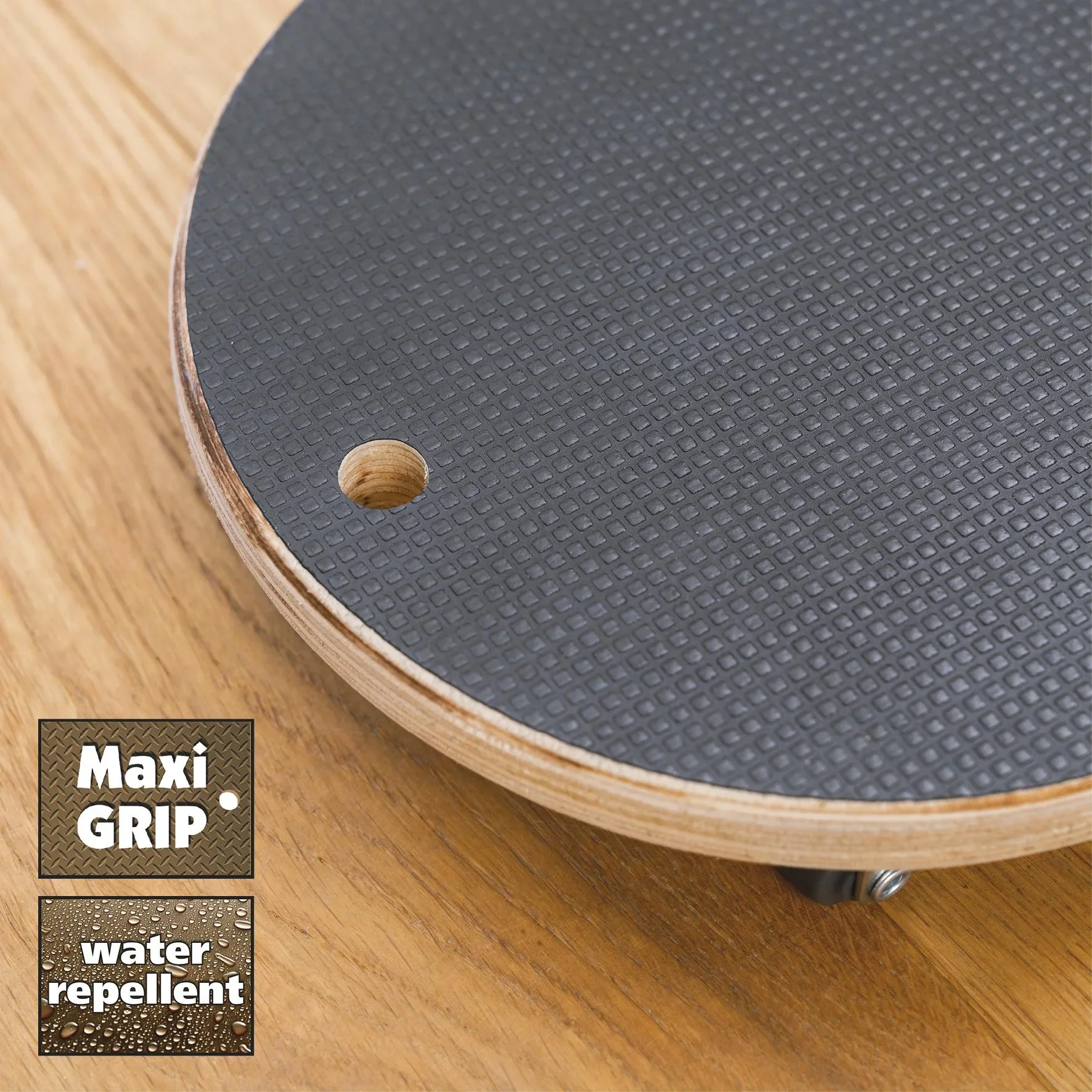 Transporthilfe MM 1315, Ø 20 x 4,5 mm, softe Rollen Ø 20 mm, Multiplexplatte Maxigrip FSC®, Tragkraft 100 kg - 0