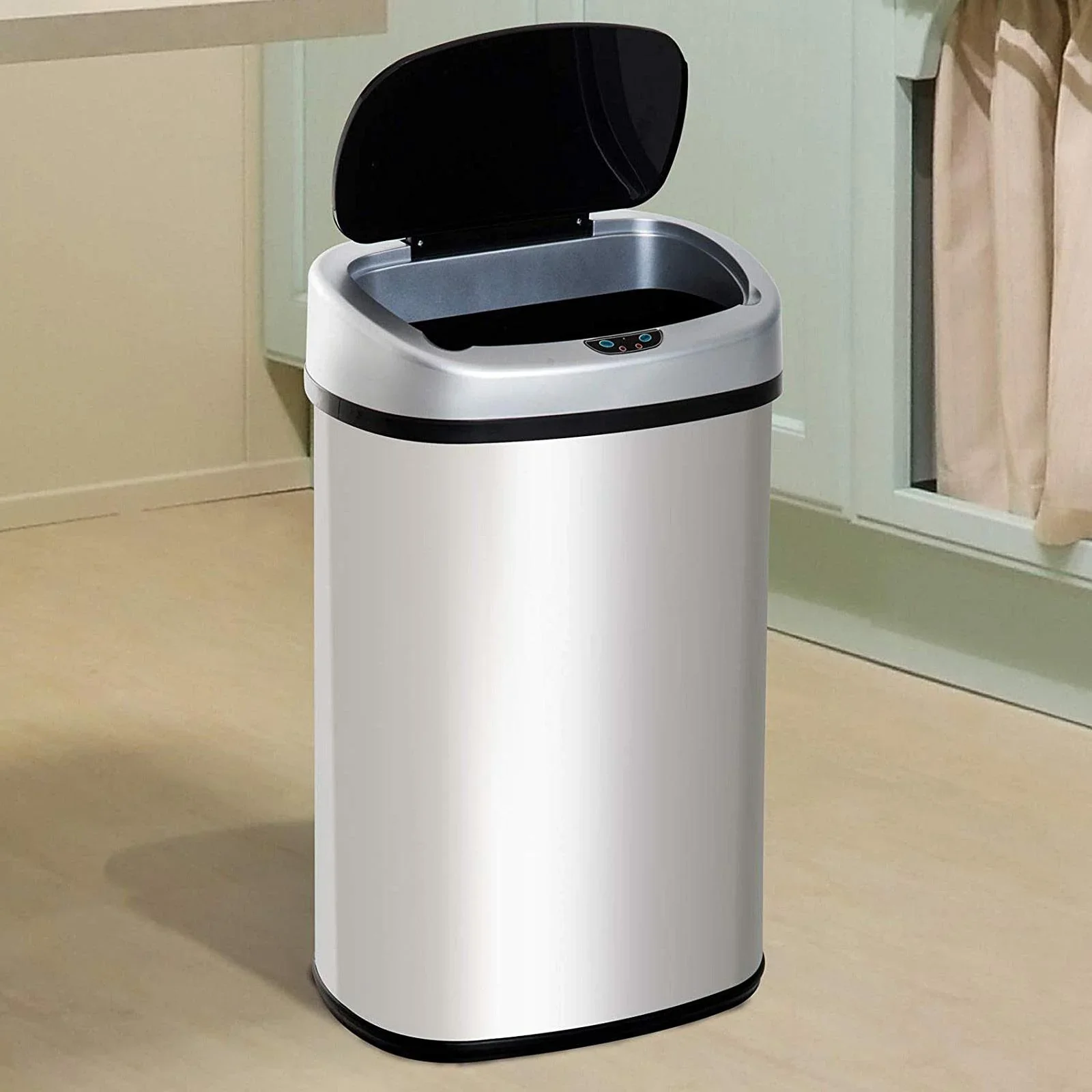 Mülleimer Automatik mit Infrarotsensor 48L Silber - 2