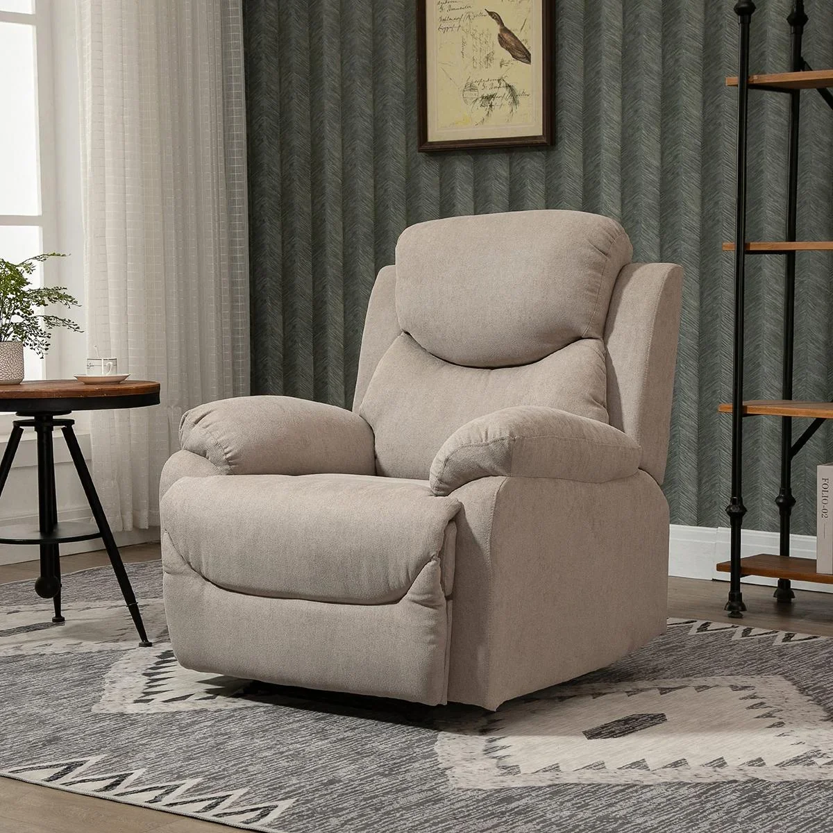 Relaxsessel Einzelsofa Liege 150° neigbar Fernsehsessel Leinen Beige 97 x 96 x 105,5 cm - 0