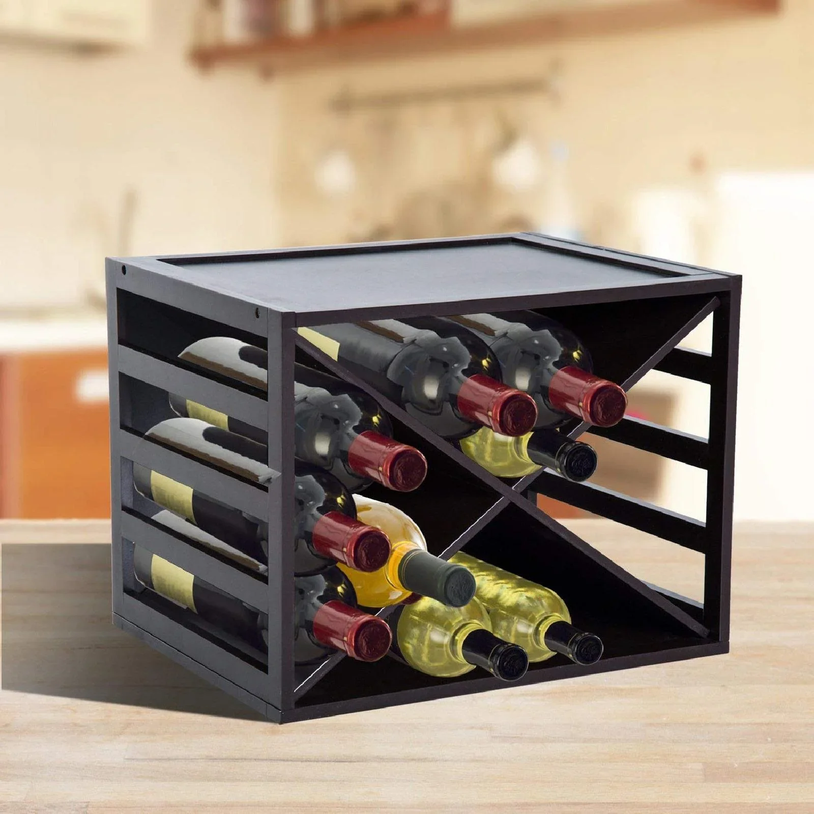 Weinregal für 16 Flaschen stapelbar Kiefer Braun - 1