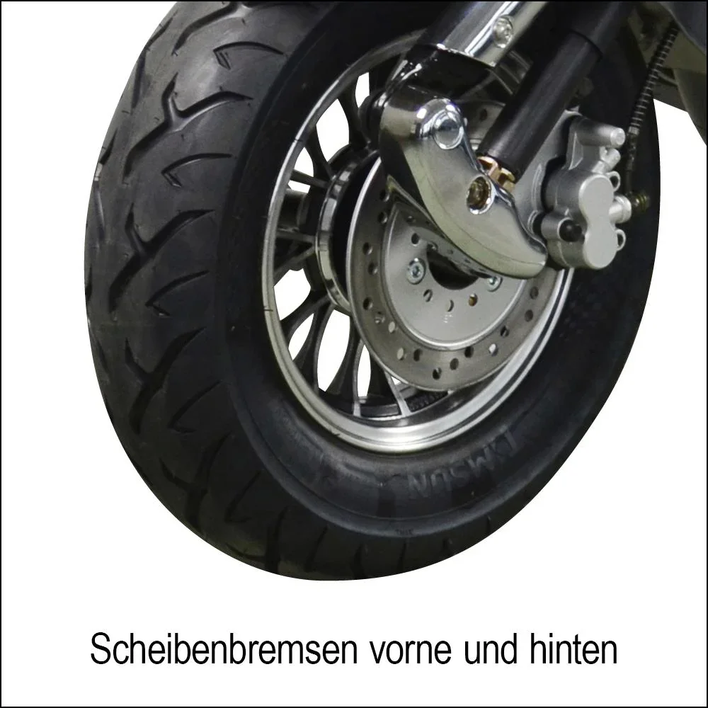 Retro E-Roller "Sizilia" 45 km/h mit Doppelakku anthrazit - 7
