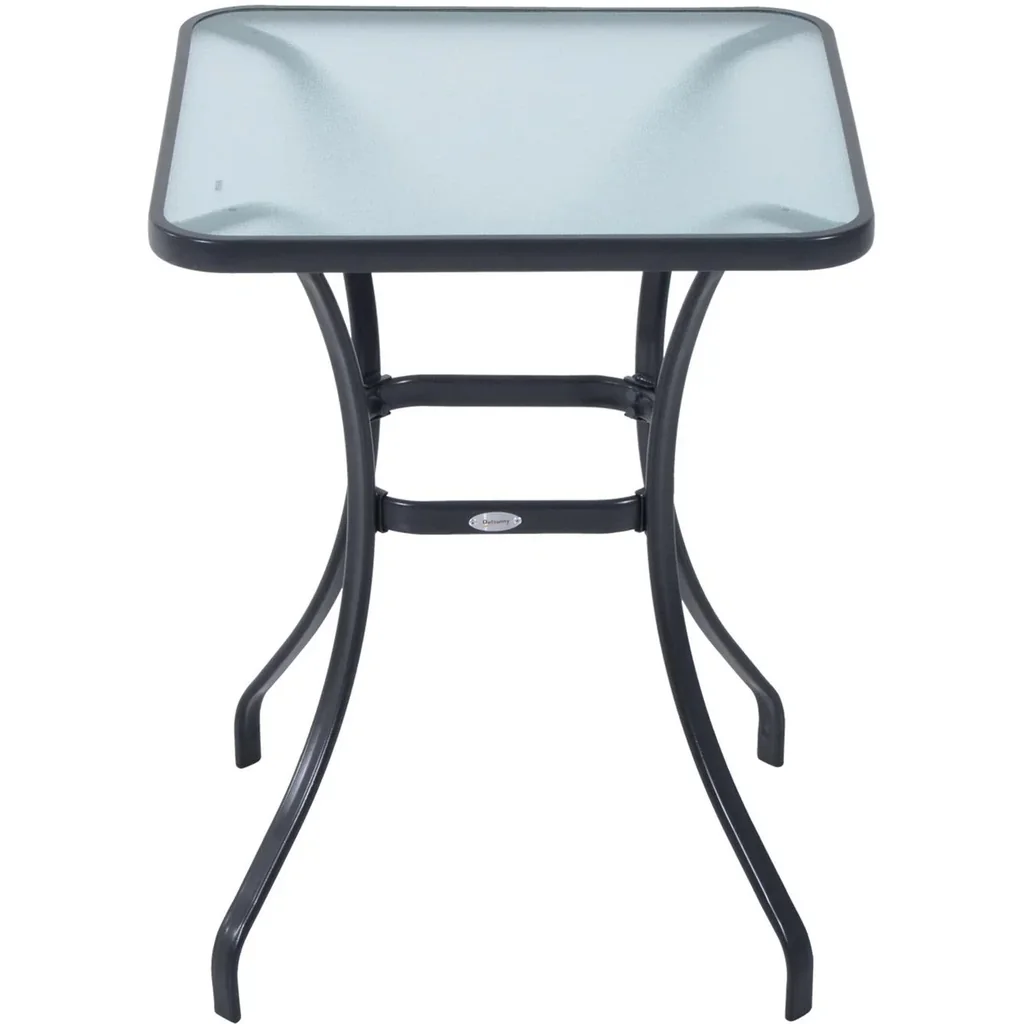Gartentisch Bistrotisch Hartglas Metall 68,5x68,5cm Schwarz
