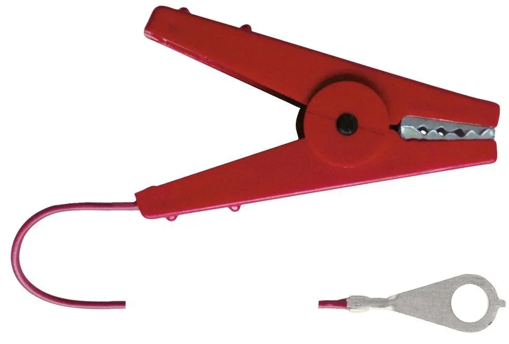 Zaunkabel mit Klemme, rot Kabellänge 100 cm, mit M8-Öse