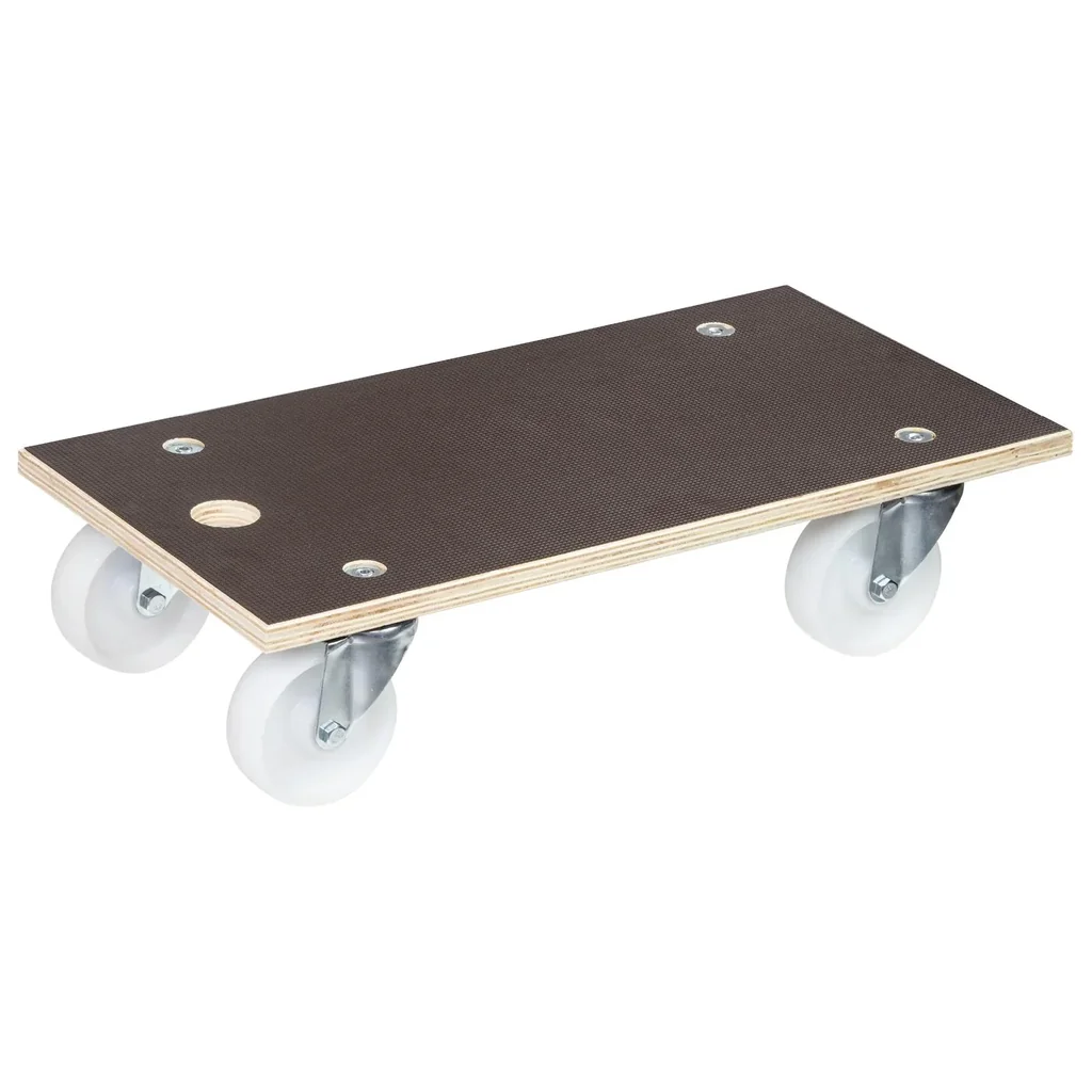 Transporthilfe MM 1111, 57,5 x 30 x 13,5 cm, harte Rollen Ø 100 mm, Rollenlager, Platte Maxigrip FSC®, Tragkraft 400 kg