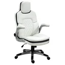 Ergonomischer Bürostuhl mit klappbare Armlehnen, Höhenverstellbarer Schreibtischstuhl mit Wippfunktion, Drehstuhl, PU, 6