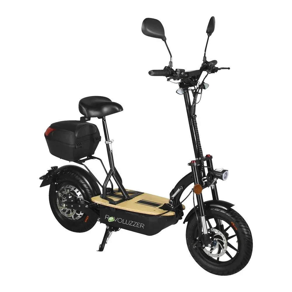 E-Roller "Revoluzzer" Safety 45 km/h inklusive Blinkanlage und Gepäck-Case schwarz