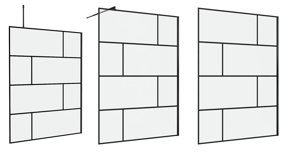 Duschwand in modernem Design 140 x 195 cm - Glasdusche mit matt schwarzen Wandprofil - inklusive Wandhalterung