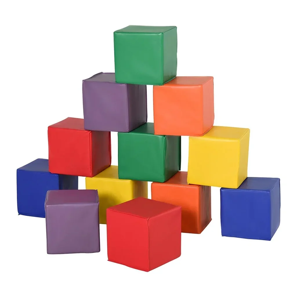 Bausteinset 12er-Set Schaumstoff Bausteine Bauklötze Bauspielzeug für Kinder Schaumstoffblöcke für 1-3 Jahre alt Kinder